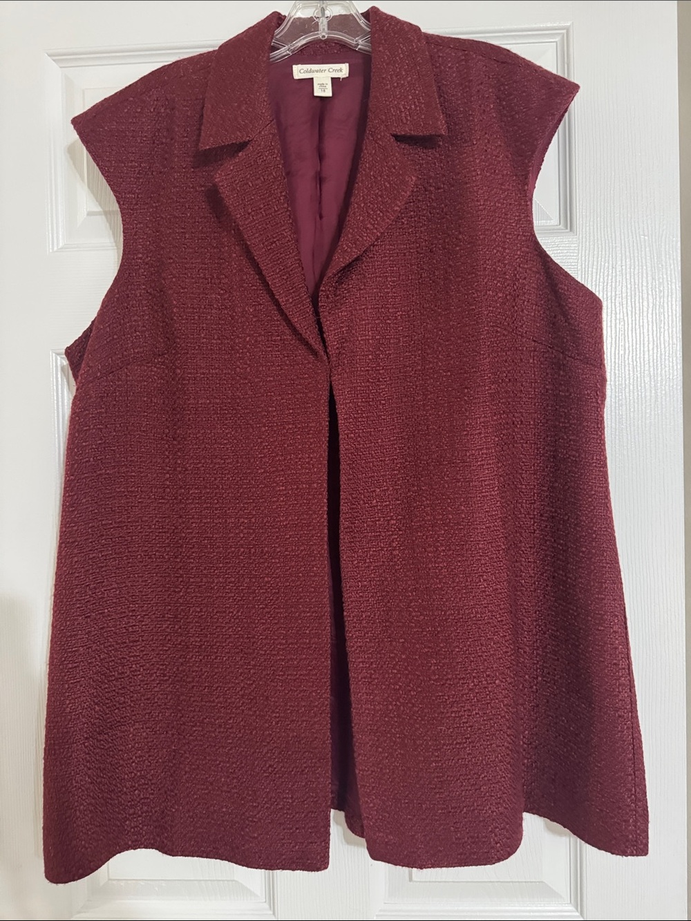 Coldwater Creek Textured Sleeveless Bouclé Vest in Wine